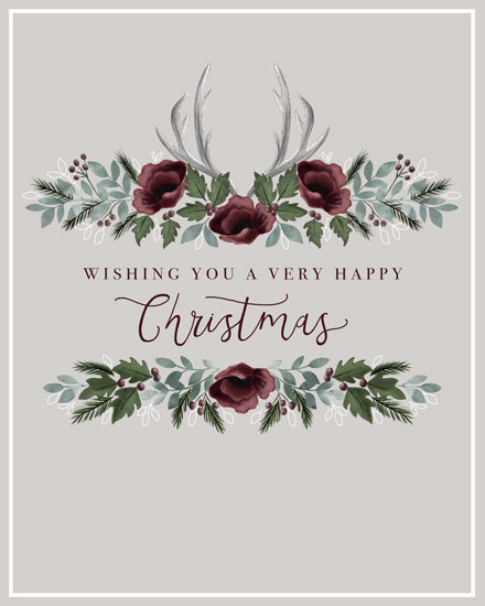 floral happy christmas GG holiday season card flower