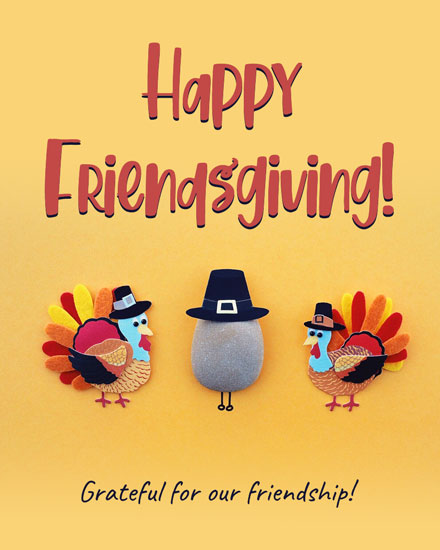 thanksgiving card friendsgiving pilgrim turkey