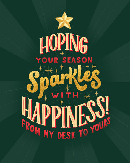 Decorative text card with star, green background, and festive typography.