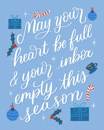 full heart empty inbox holiday season card gift ornament