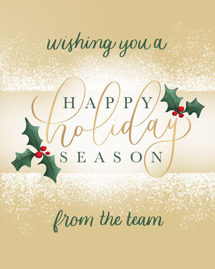 holiday season golden happy holidays card typography text