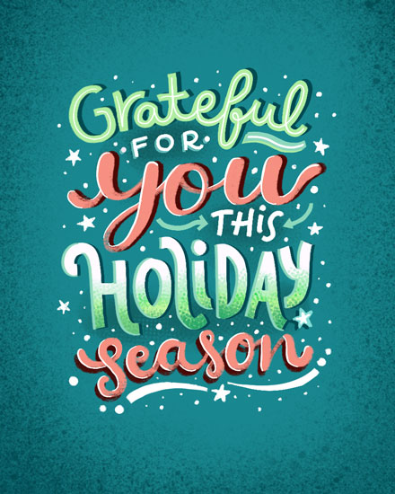 holiday card grateful for you this holiday season