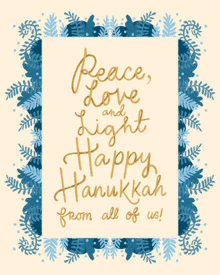 holiday season holiday card hanukkah peace love light