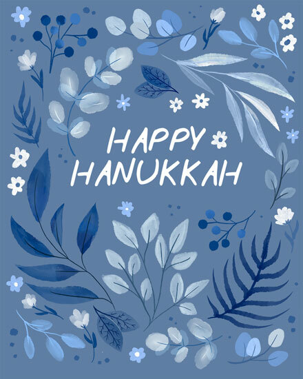holiday season hanukkah watercolor leaves