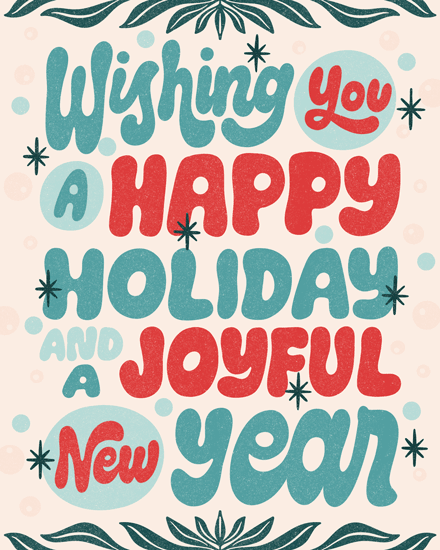 happy and joyful holiday season card star