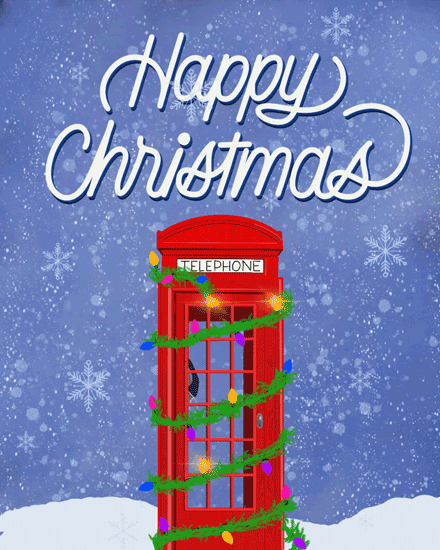 holiday season happy christmas red telephone snow booth snowflakes lights