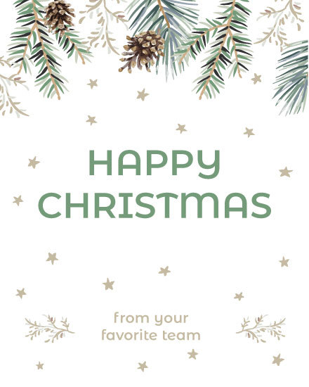 happy christmas stars branches holiday season card star favorite team