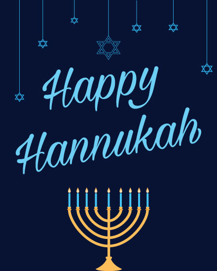 holiday season hanukkah card menorah