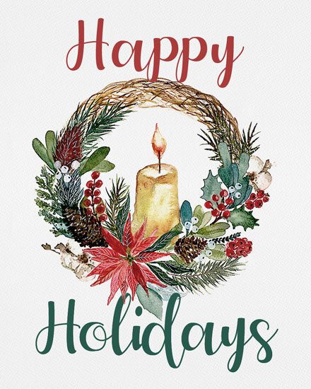 holiday season holiday card happy holidays wreath with candle
