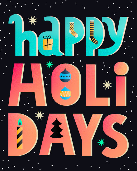 holiday season holiday card happy holidays bold letters