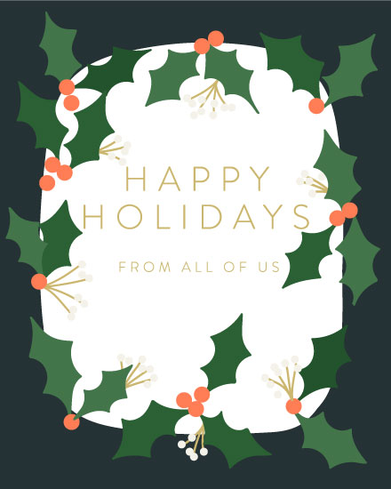 holiday season holiday card happy holidays from all of us leaves
