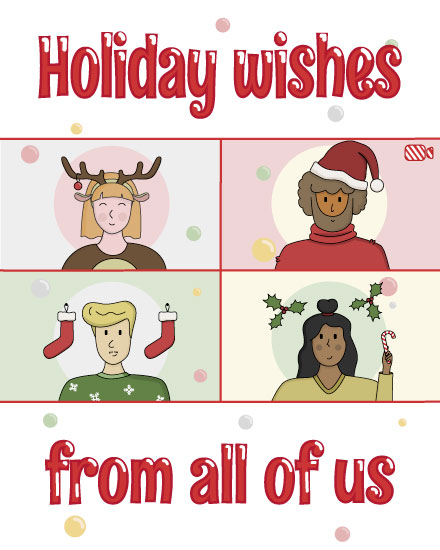 holiday season holiday card holiday wishes on zoom meeting jumpers poc