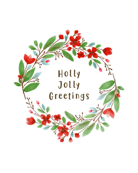 holiday season holiday card holly jolly wreath