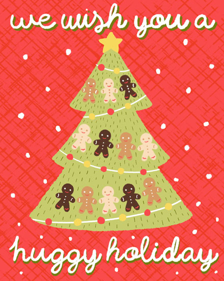 holiday season christmas card we wish you a huggy holiday gingerbread christmas tree