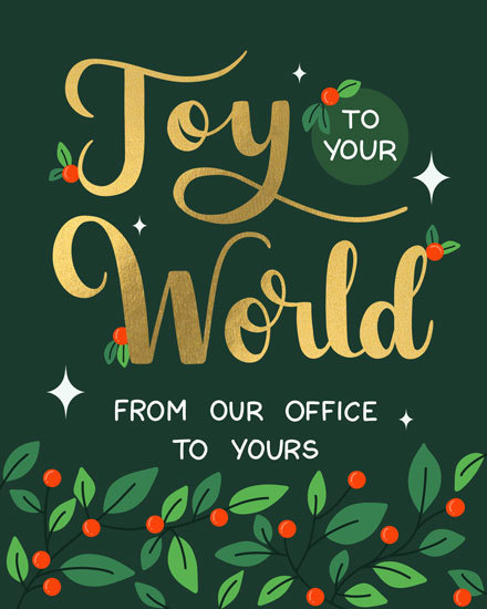 joy to the world gold holiday season card plants star
