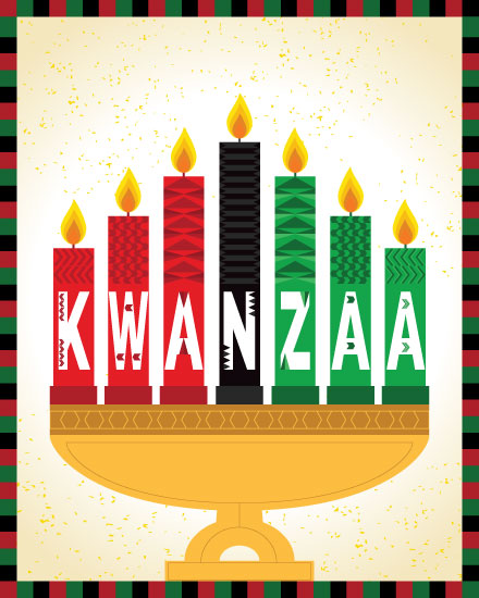 holiday season kwanzaa card candles