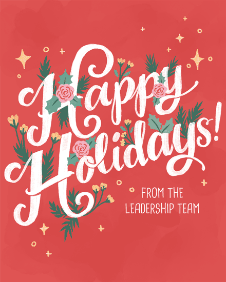 holiday season leadership team floral lettering