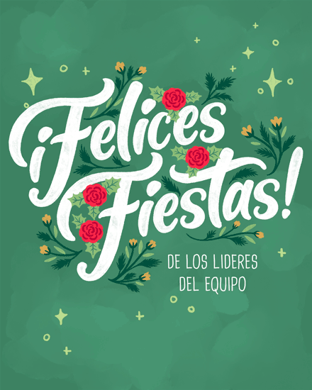 holiday season leadership team floral spanish lettering sparkles