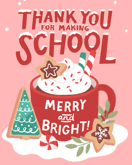 holiday season merry and bright teacher hot cocoa biscuit gingerbread snow candy