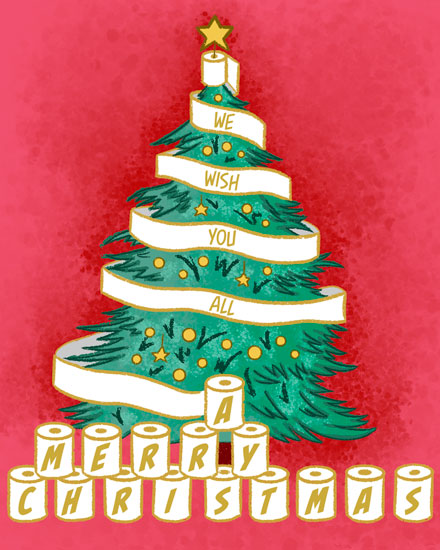 holiday season holiday card merry christmas toilet paper trimming