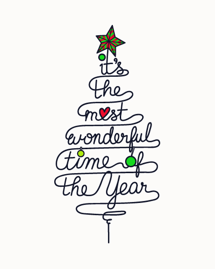 holiday season holiday card most wonderful time of the year tree