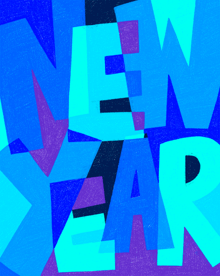 holiday season new year block letters