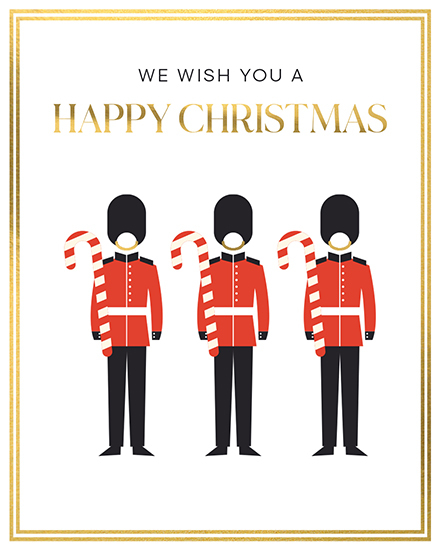 holiday season palace guards royal candy cane card