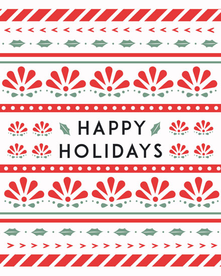 holiday season holiday card happy holidays red and green patterns