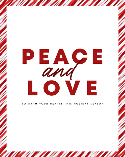 holiday season holiday card peace and love
