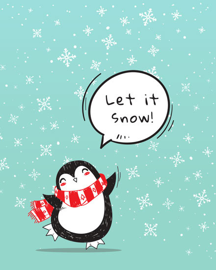 holiday season holiday card penguin let it snow