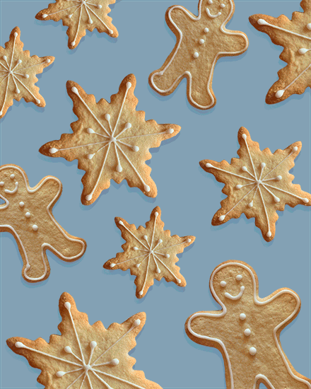 holiday season photo cookies falling gingerbread biscuit snowflakes