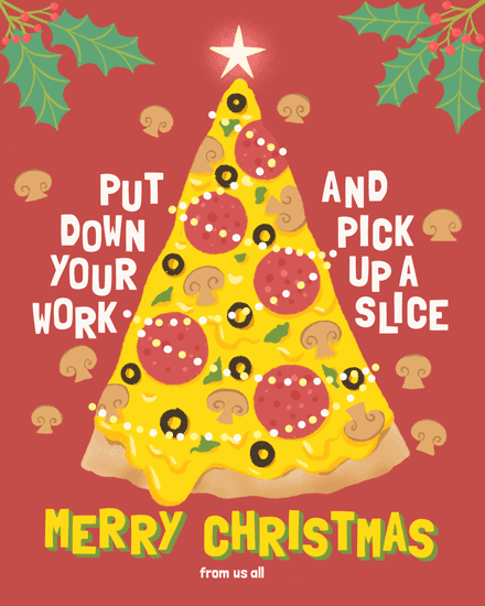 holiday season holiday card pizza tree