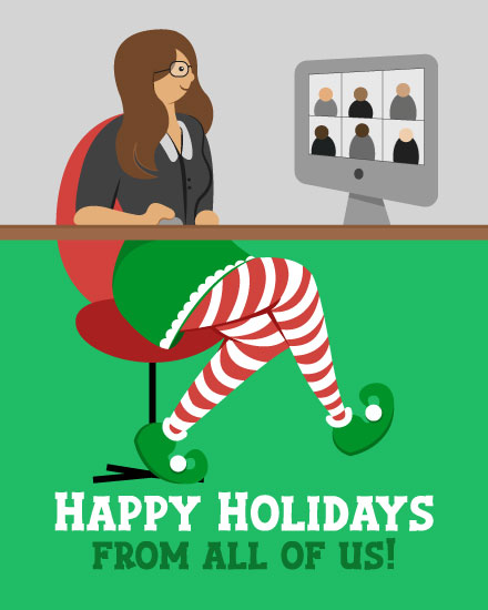 holiday season holiday card happy holidays from all of us striped leggings