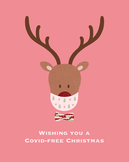 holiday season holiday card reindeer in mask