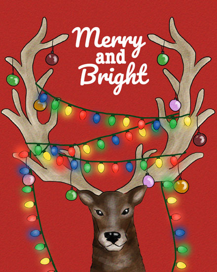 holiday season holiday card reindeer lights