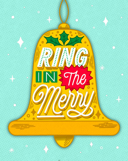 holiday season holiday card ring in the merry bell
