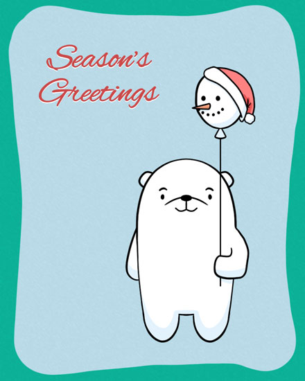 holiday season holiday card seasons greetings bear frosty balloon