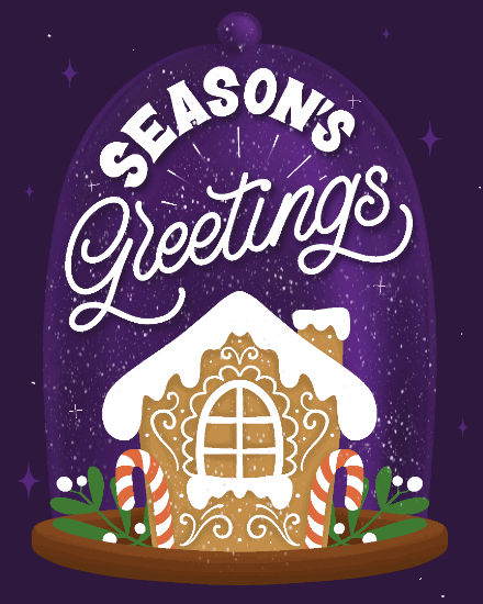 holiday season holiday card seasons greetings gingerbread snow globe