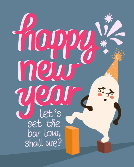 holiday season happy new year card set bar low