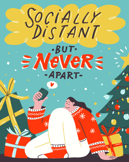 holiday season holiday card socially distant but never apart jumpers