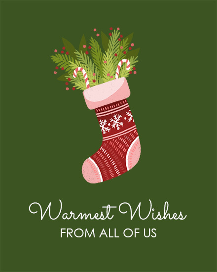 holiday season sock warmest wishes candy cane snowflakes