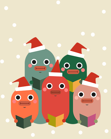 holiday season speaking animation cartoon card falala dots snow