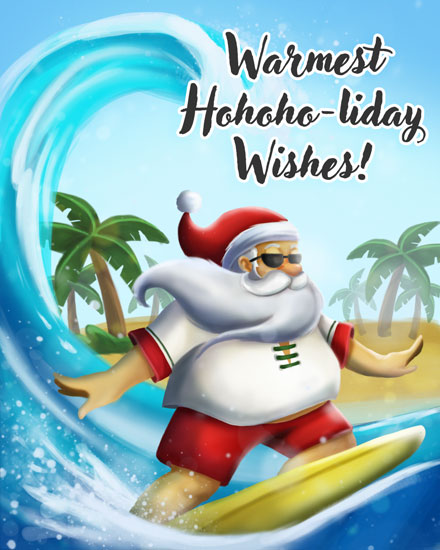 holiday season holiday card surfing santa ho ho holiday