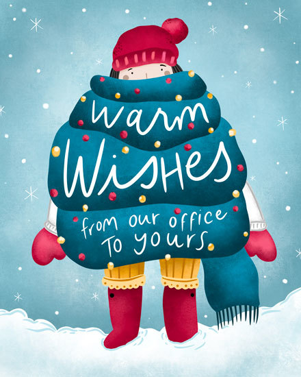 sweater warm wishes holiday season card scarf snow