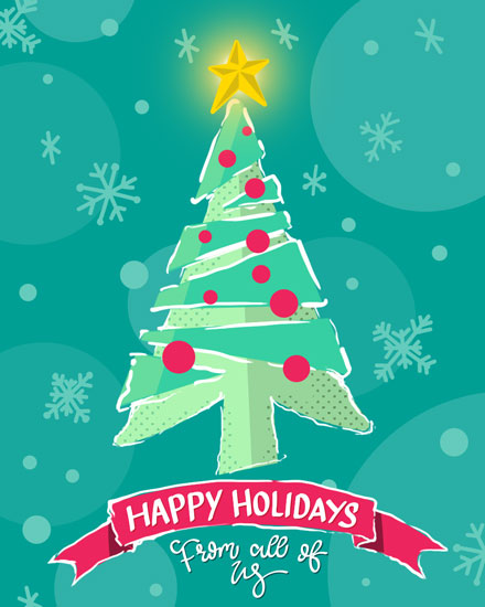 holiday season holiday card teal christmas tree