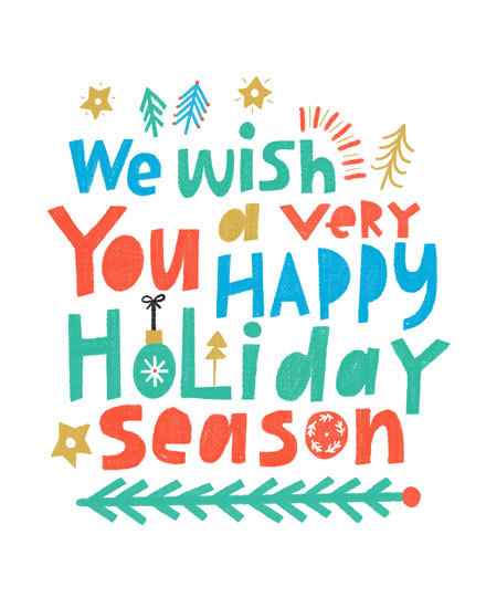 very happy holiday season card ornament tree star
