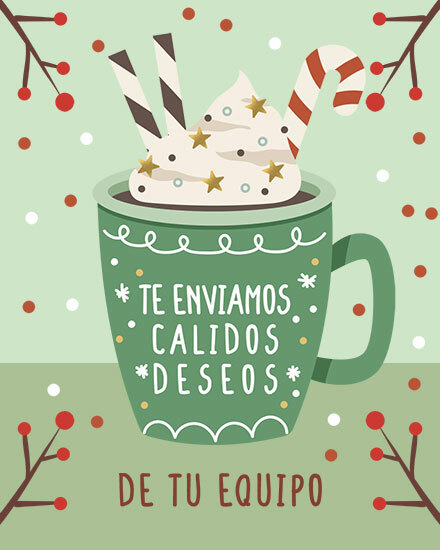 holiday season warm wishes cup spanish hot cocoa peppermint candy cane sprinkles