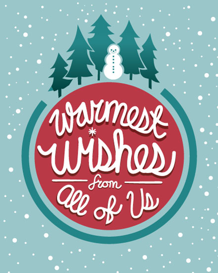 holiday season holiday card warmest wishes frrom all of us ornament