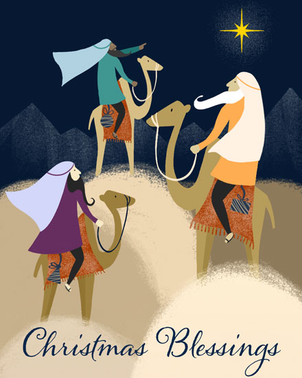 holiday season christmas card christmas blessing three wise men