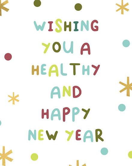 holiday season new year card wishing you a healthy and happy new year
